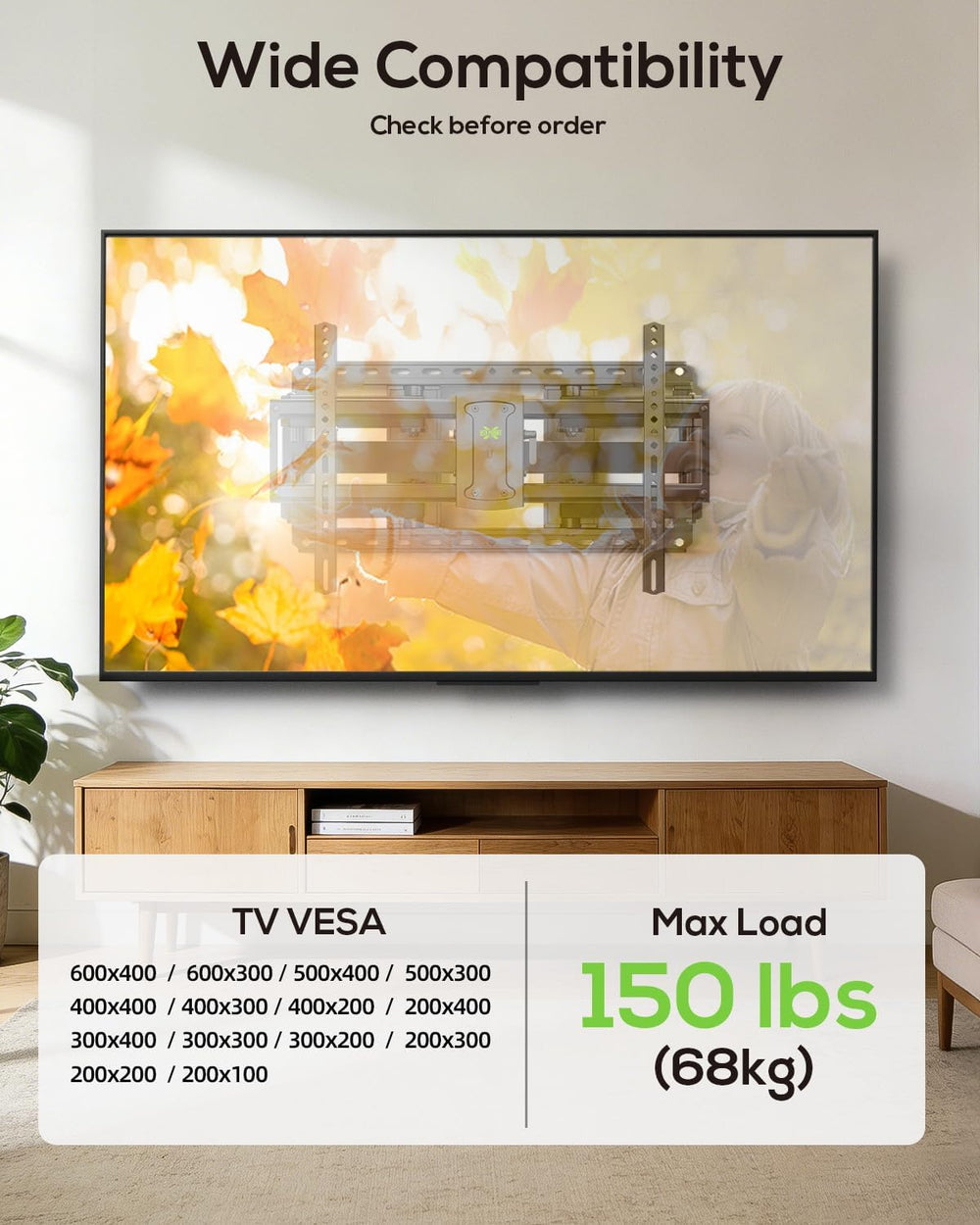 USX MOUNT Full Motion TV Wall Mount for Large TVs 42-97 Inch up to 150 lbs | ...