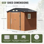 8x6 Ft Outdoor Metal Shed, Storage Garden Shed with Lockable Doors & Vent, Multi-Used Shed for Backyard, Patio, Lawn and Tool & Bicycle Storage