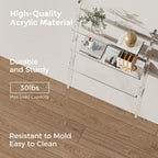 3 Tier Acrylic Ladder Shelf, Modern Clear Bookshelf with Open Shelves, Modern Acrylic Bookcase for Bathroom, Living Room, Kitchen, Office, Bedroom, 9.84" D x 24.96" W x 69.69" H
