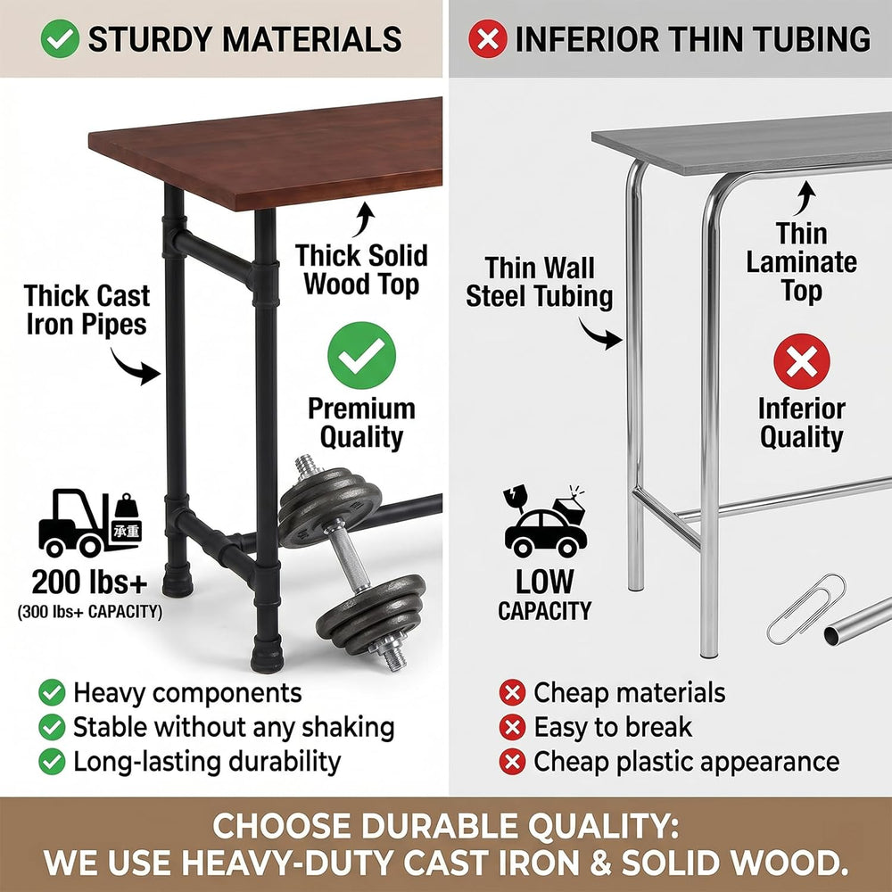 Industrial Pipe Small Dining Table for Two, 31.5" Compact Bar Table with...