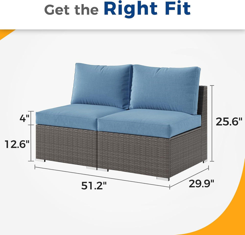 Wisteria Lane Outdoor Sofa, 2 Pieces Wicker Patio Furniture Set with Washable...