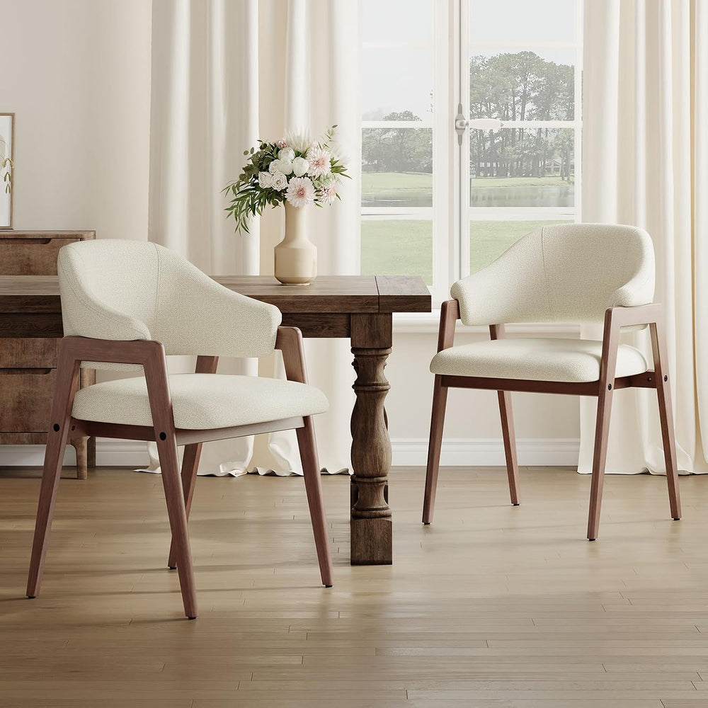 MALOL Wooden Dining Chairs Set of 2, Modern Fabric Upholstered Dining Room Ch...
