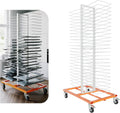 50 Shelves Paint Cabinet Drying Rack with 4 Caster Wheels, Cabinet Drying Rack, 25lbs/Shelf Capacity, Space Saving, Modern Style, Orange & White, Steel