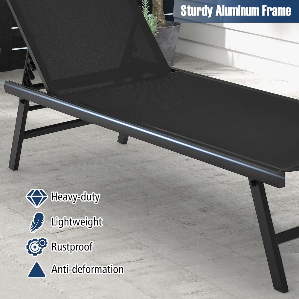 Tangkula 3 Piece Patio Chaise Lounge Set, Aluminum Patio Recliner with Coffee...