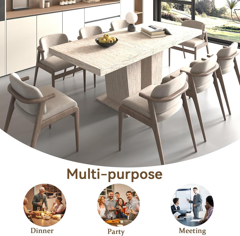 78.74" Rectangular Extendable Dining Room Table for 6 8 10, Modern Faux ...