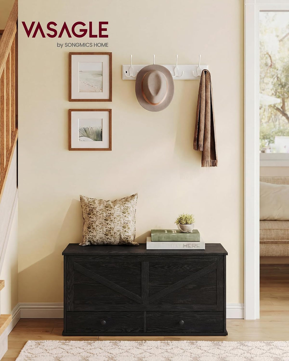 VASAGLE Storage Chest with 2 Fabric Drawers, 15.7 x 39.4 x 19.9 Inches | Stor...