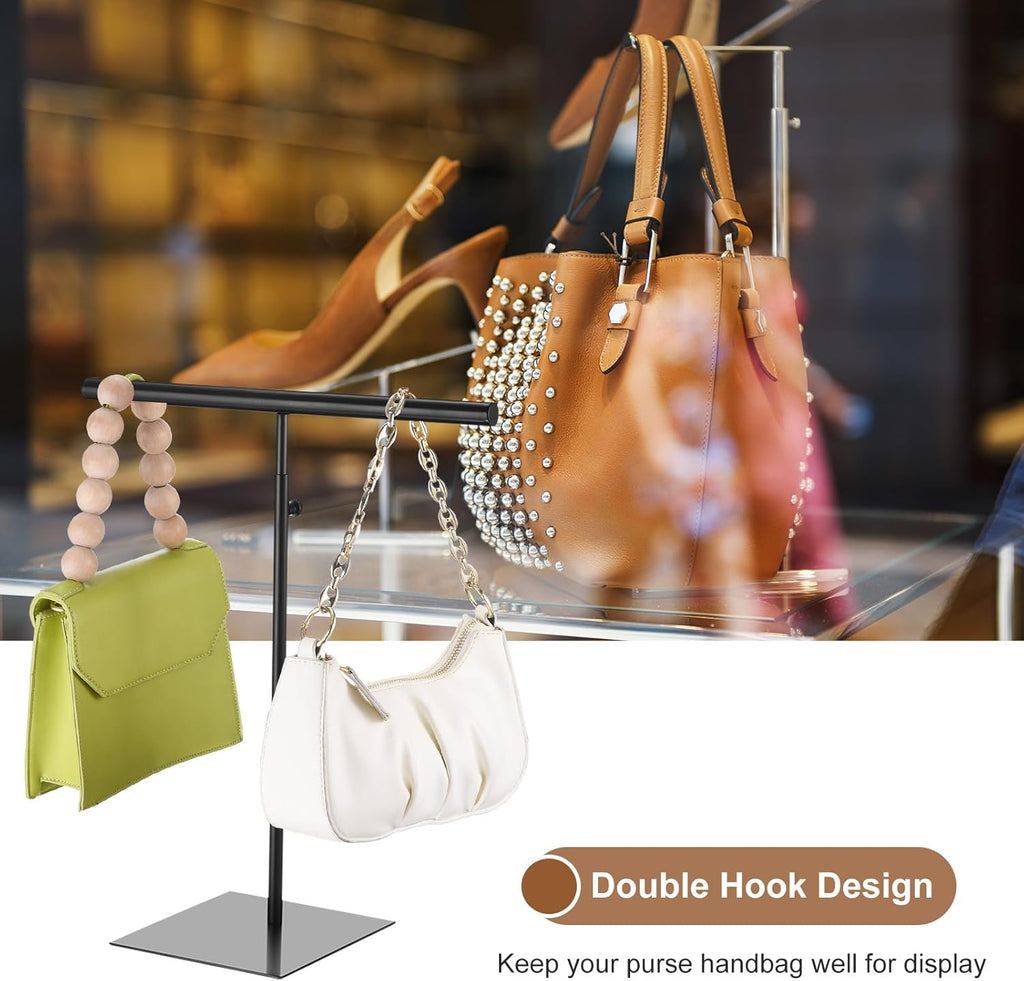 uxcell Necklace Display Stand Adjustable Height Jewelry Rack T Bar Tabletop Purse Holder for Home Boutique Store - Black