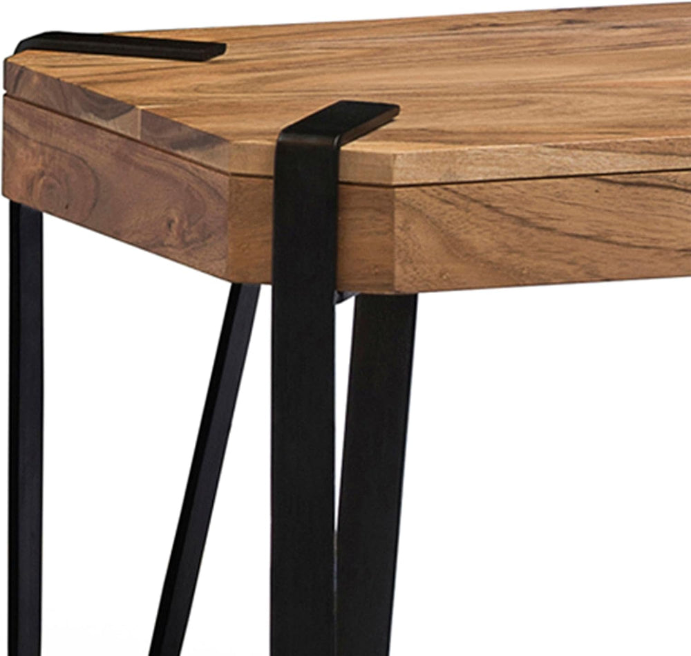 Ryegate 48-Inch Live Edge Acacia Wood & Metal Entryway Bench with Bottom ...