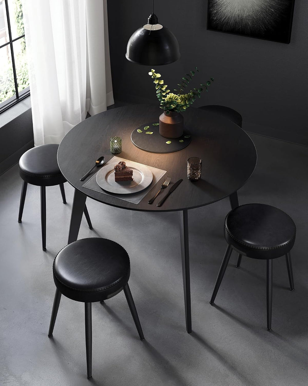 VASAGLE Dining Chairs Stools Set of 2, Upholstered, PU Leather