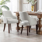 PU Leather Dining Chairs Set of 4 Upholstered Side Chairs Wood Accent Chair for Living Room/Dining Room/Bedroom/Restaurant, White