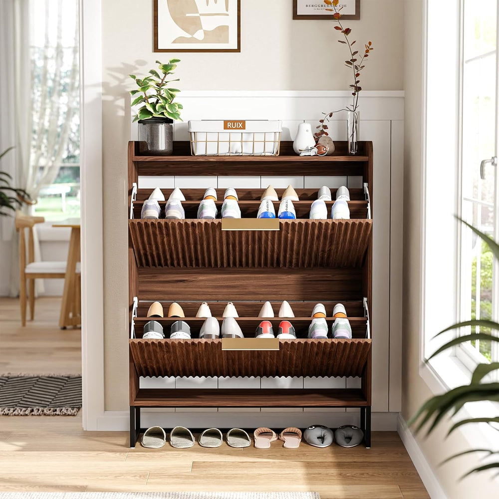 VINGLI Fluted Shoe Cabinet Storage for Entryway,Hidden Shoes Storage Cabinet ...