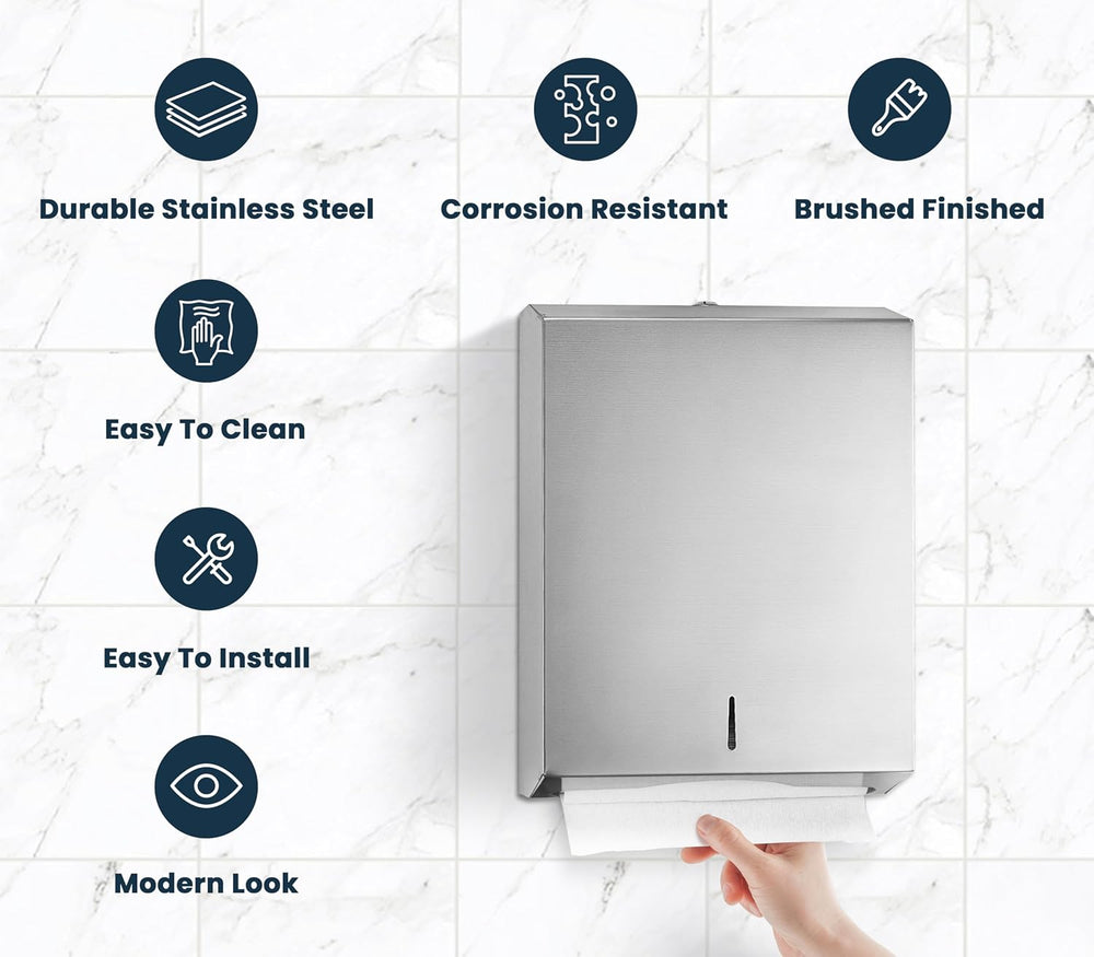 Alpine Commercial Paper Towel Dispenser – Wall-Mount Stainless Steel Holder f...