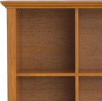 SIMPLIHOME Acadian Console Table - 57 Inch Wide Solid Wood 8-Cube Storage Sofa Table in Light Golden Brown, Storage Unit for Living Room or Bedroom with Grooved Side Panels and Tapered Legs