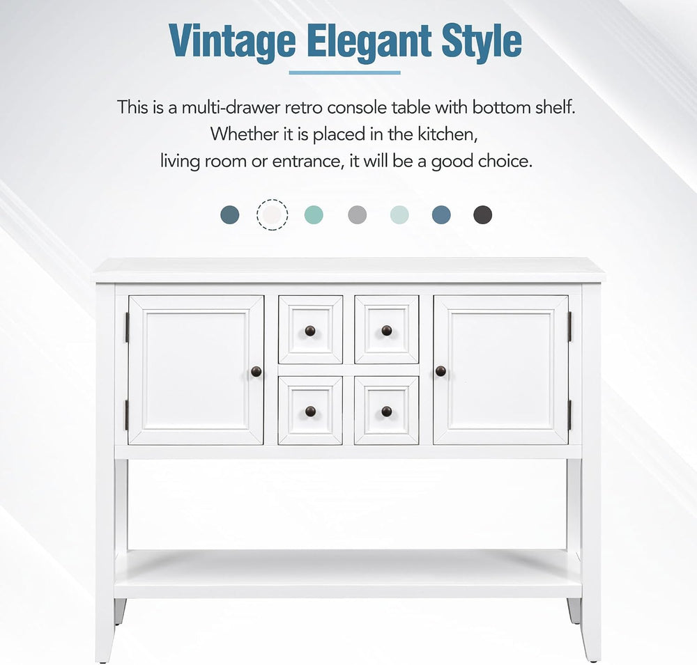 P PURLOVE Console Table Buffet Sideboard Sofa Table with Drawers Cabinets and...