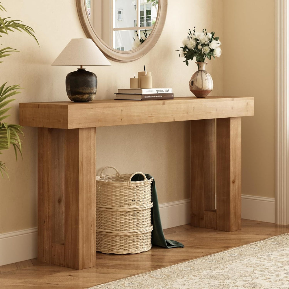 HOKYHOKY Solid Wood Entryway Table, 59-Inch Long Farmhouse Console Tables | R...