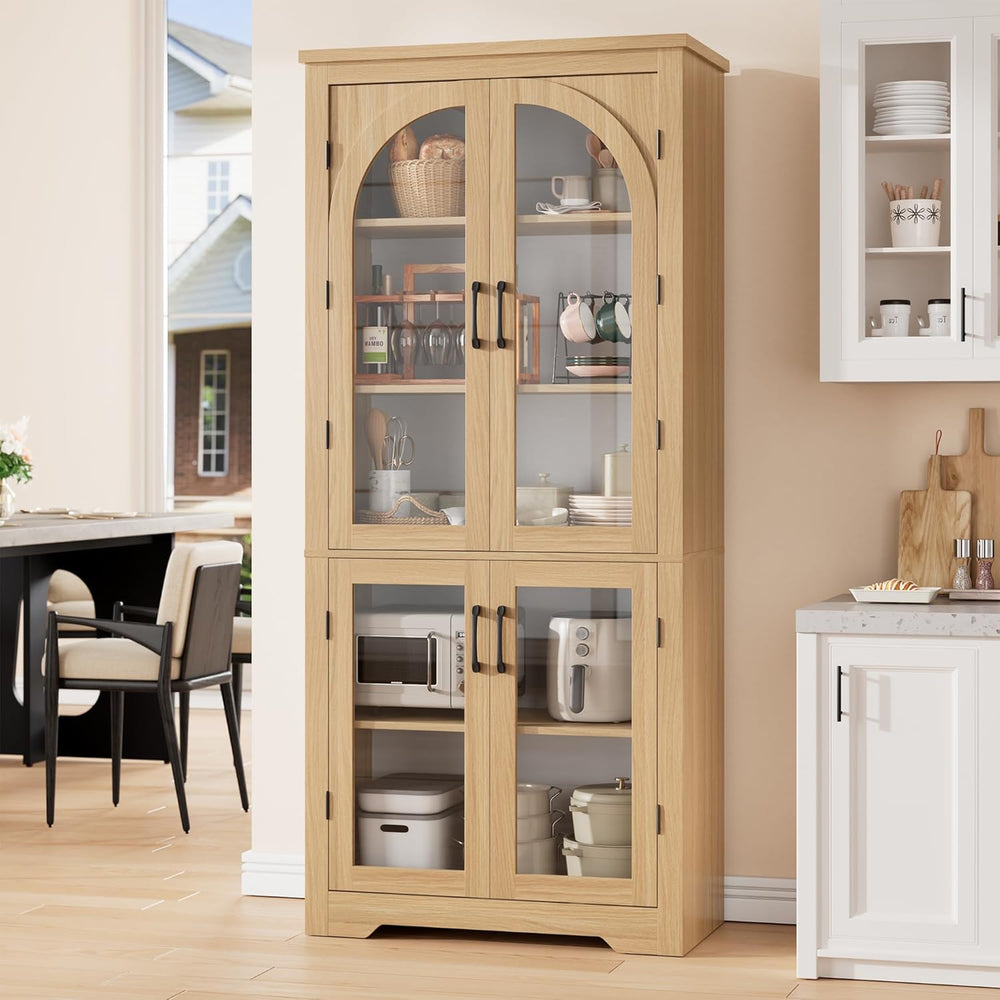 70" Kitchen Pantry Storage Cabinet - Modern Display Pantry Storage with ...