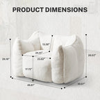Giant Bean Bag Chair, Comfy Large Bean Bag Chairs for Adults and Kids, Fluffy Faux Rabbit Fur Floor Sofa for Living Room Bedroom Apartment, Beige