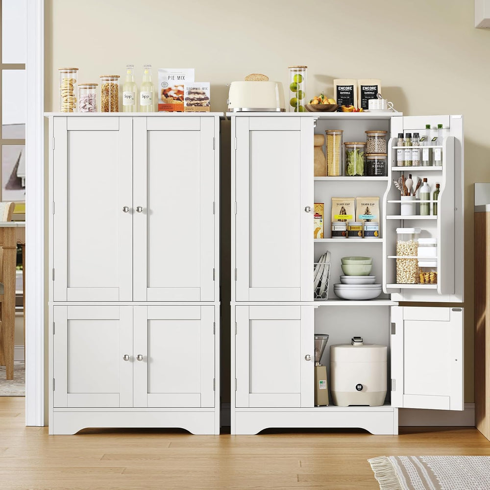 TEENFON 43'H Pantry Cabinet with 4 Doors, Kitchen Cabinet with 6 Door She...