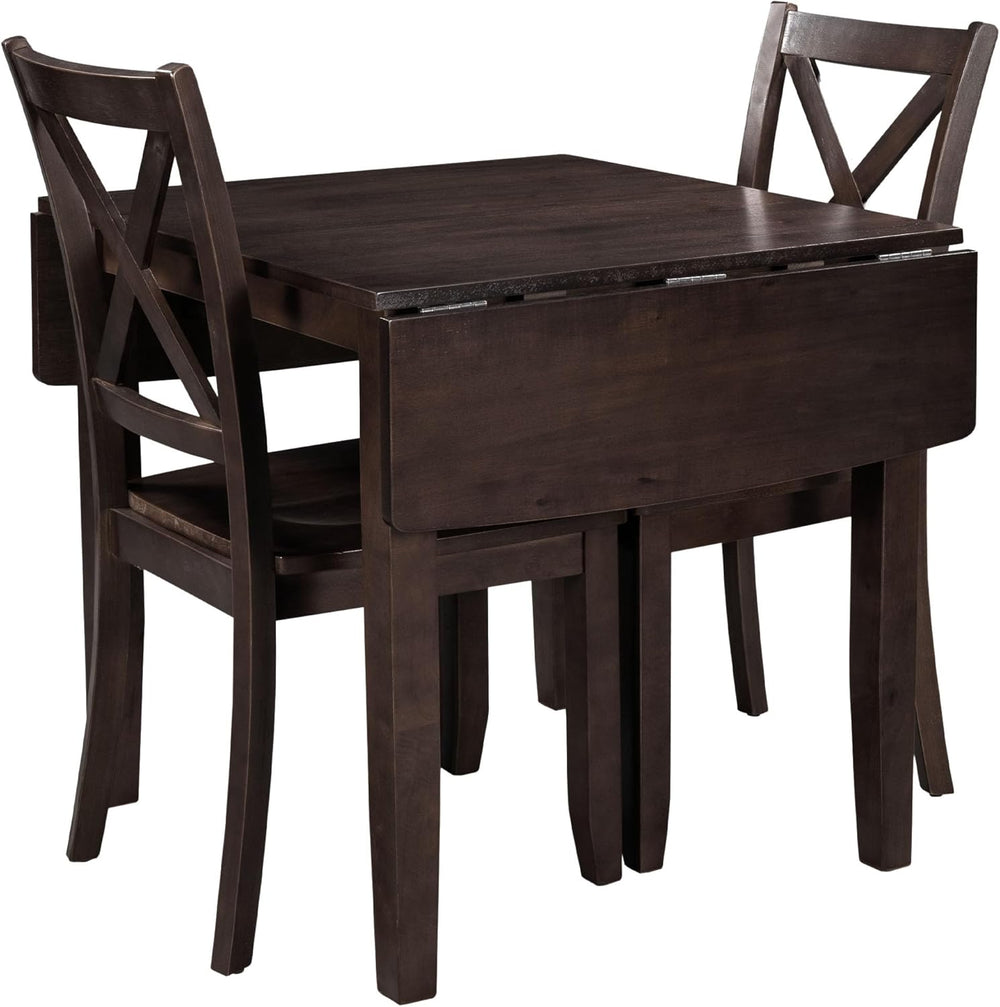 LUMISOL Farmhouse Wood 3-Piece Kitchen Table Set, Espresso