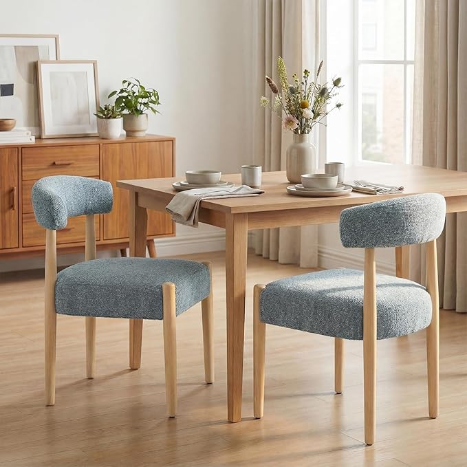 VKNOW Wooden Dining Chairs Set of 4, Modern Upholstered Dining Room Chairs wi...