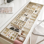 10 Pack Jewelry Organizer Tray Drawer Inserts Stackable Velvet Liner Dividers Customizable Jewellery Box Foam Ring Earring Holder Necklace Bracelet Storage Display Dish Flat in Dresser Vanity