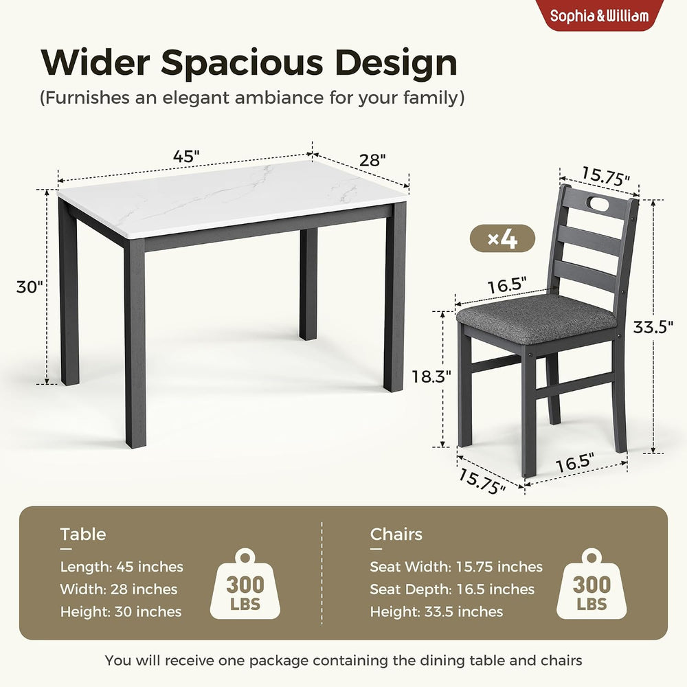 Sophia & William Marble Design Kitchen Table and Chairs, Dining Table Set