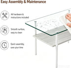 IANIYA Glass Coffee Table Modern Center Table, Coffee Table for Living Room, Tempered Glass-top with Sturdy Metal Frame, Easy Assembly, White