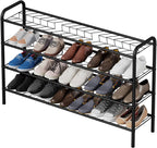 Shoe Rack,Long Shoe Organizer for Closet,4 Tier Shoe Storage for Entryway | Wide Sturdy Metal Free Standing Shoe Shelf