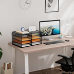 Marbrasse 5 Tier Desktop Literature Organizer, Mesh Paper Organizer Desk Organizers, File Sorter Mail Center Paper Storage Cabinet Classroom Keepers Mailbox for Office Home School, Black