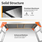 SHANTRA Multifunctional & Adjustable Work Platform with 330 lbs Capacity, 24 to 35 inches Step Ladder, Aluminum Folding Scaffolding Ladder, Heavy Duty Portable Work Bench Stool with Non-Slip Feet