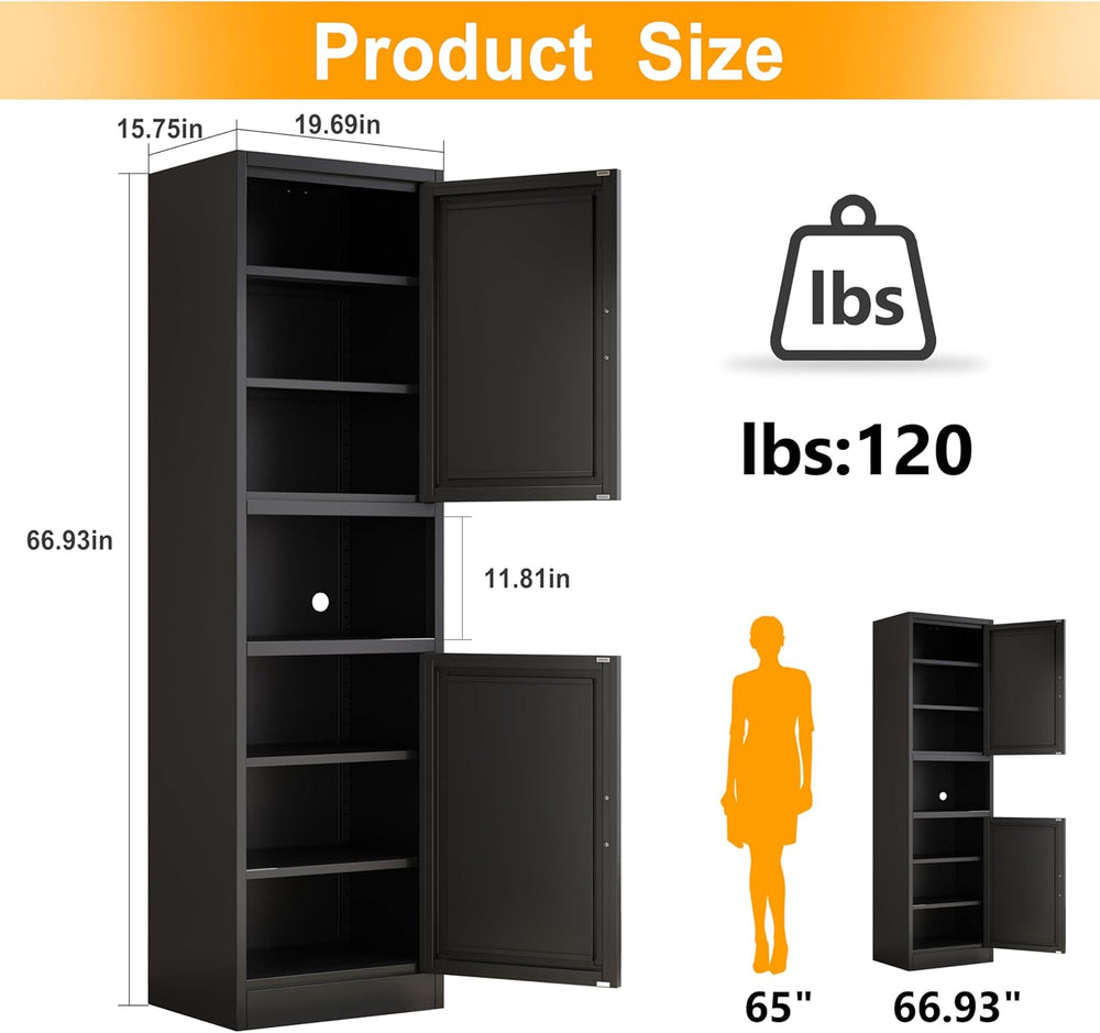 Ckzbx Tall Narrow Storage Cabinet 66.93" H Tall Bathroom Cabinet Metal P...