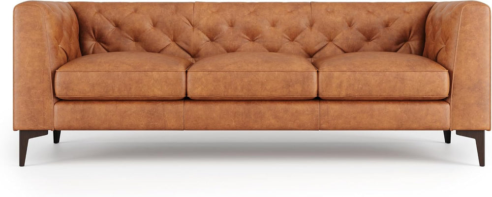 Valencia Avery Leather Couch 89" | Top Grain Nappa 11000 Leather 3 Seate...