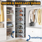 SpaceAid 7 Tier Rotating Shoe Rack Tower, Spinning Shoe Display Lazy Susan, Revolving 360 Shoe Rack Storage Round Carousel, Vertical Handbag Rotate Shoes Closet Organization (7-Tier Gray)