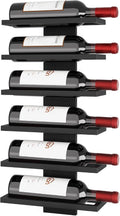 Hoctieon 6 Tier Wall Mount Wine Rack, Wall Mounted Wine Bottle Racks for Display and Storage, Hanging Bottle Holder for Living Room, Dining Room, Bar, Wine Cellar, Black