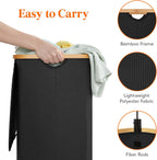 Lifewit 150L Laundry Basket with Lid, Clothes Hampers with Bamboo Handles and 2 Removable Bags, Large Foldable Laundry Hamper for Bedroom, Bathroom, Dorm, Black