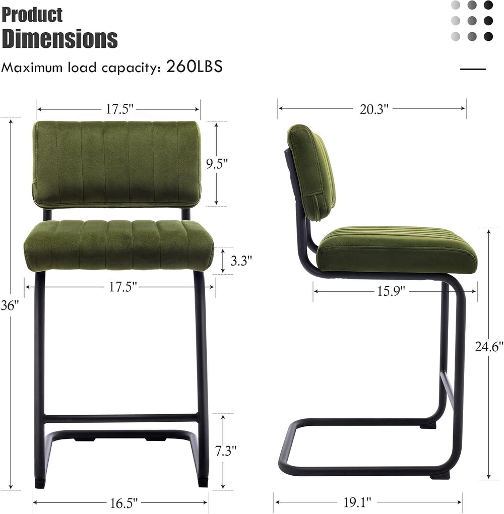 Flouki 24.6 Inches Bar Stools Set of 2, Cantilever Counter Height Barstools, ...