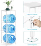 OYEAL 5 Gallon Water Bottle Jug Holder 3-Tier Water Bottle Holder Organizer with Top Shelf, Heavy Duty Water Dispenser Stand Rack for Kitchen Living Room Office, White