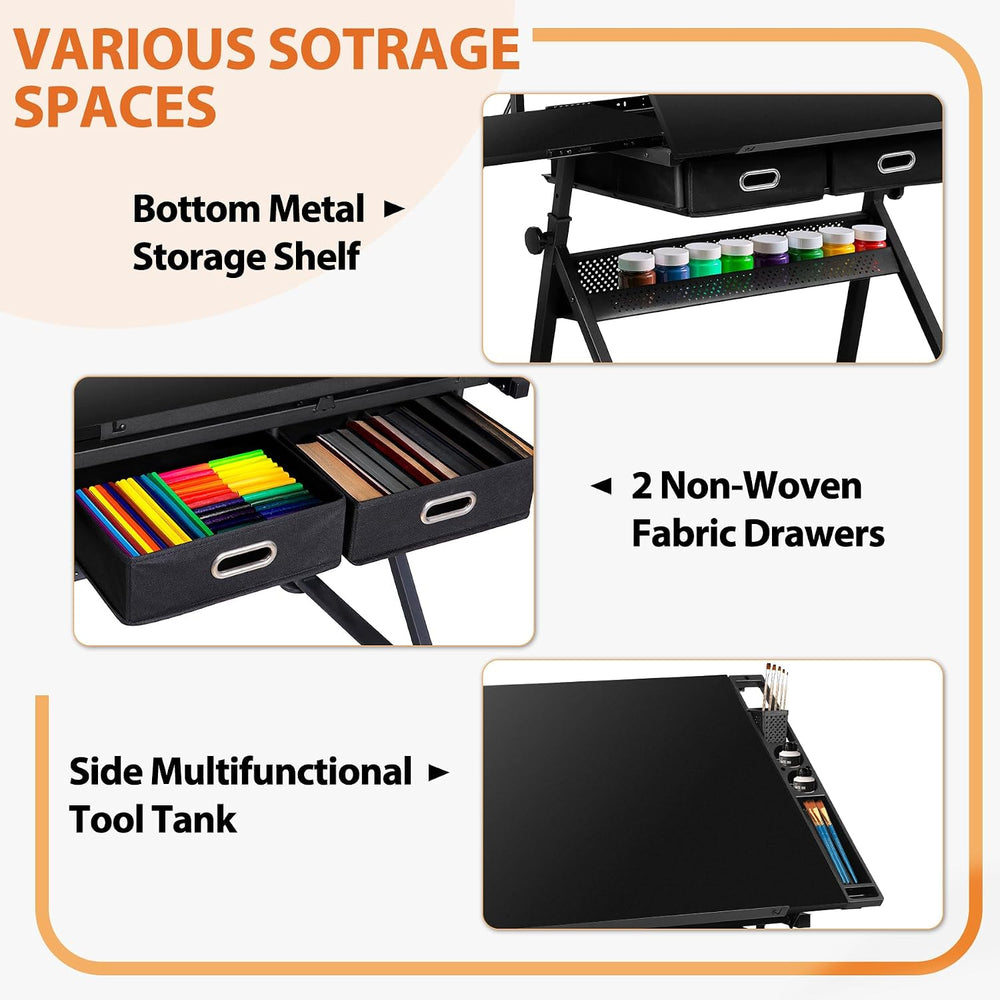 SUPER DEAL Adjustable Drafting Table Set with Charging Station, Art Table for...