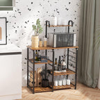 SogesHome 4-Tier Kitchen Baker's Rack Utility Microwave Oven Stand Storage Cart Workstation Shelf, Vintage Brown
