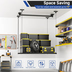 GADFISH Garage Ceiling Lift Storage Rack, Easy Lifting 85" Height 4x4 Ft Overhead Garage Storage Rack for Space Saving with Safety Lock, Suitable for 16"/24" Ceiling, 350LBS Capacity