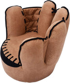Costzon Kids Couch with Solid Wood Frame & Baseball Glove Design, Children Armchair for Play Room, Nursery, Kindergarten, Kids Room, Gift for Boys & Girls (Brown)