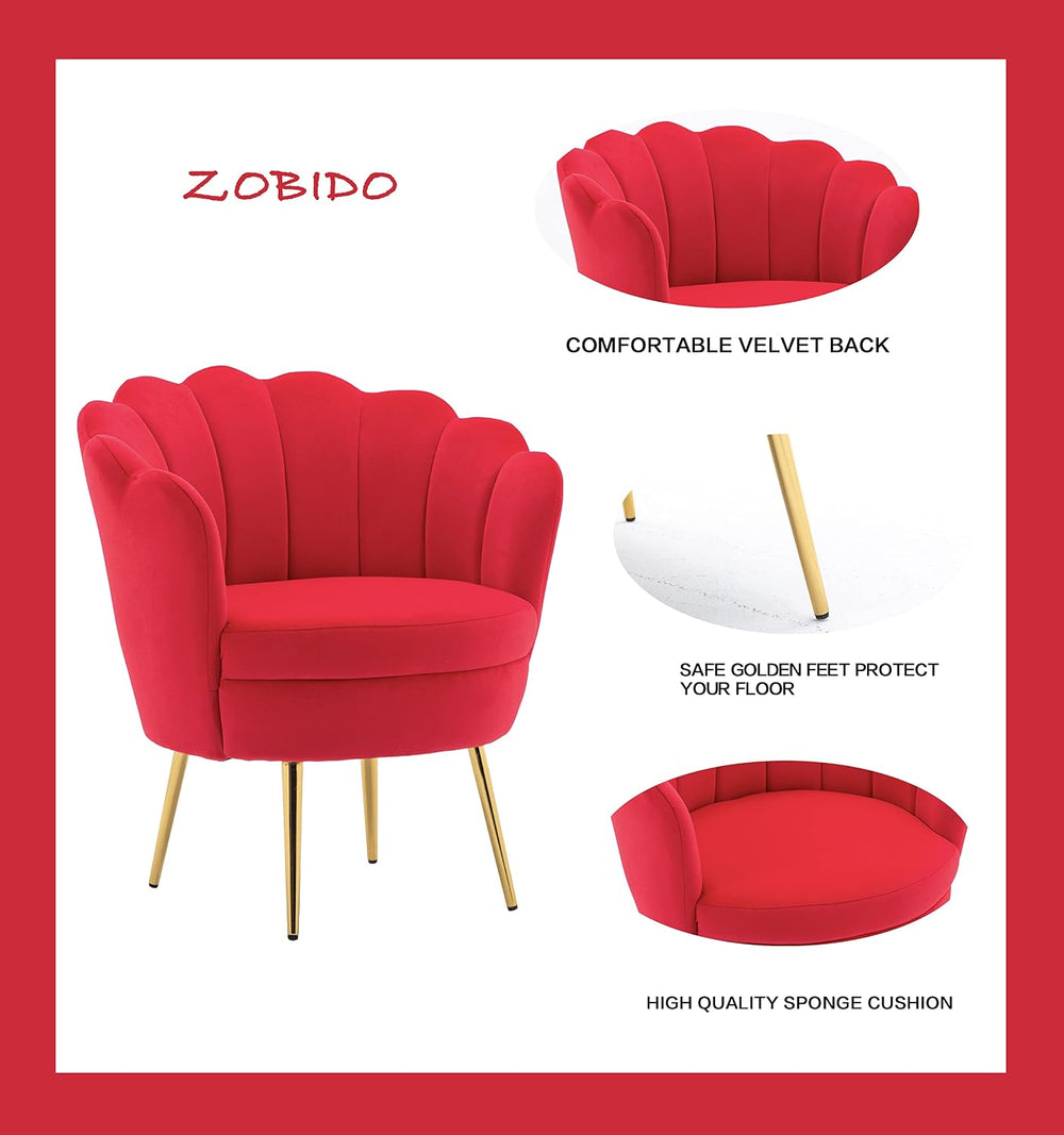 Modern Accent Velvet Chairs Comfy Upholstered Vanity Chairs for Bedroom Armch...