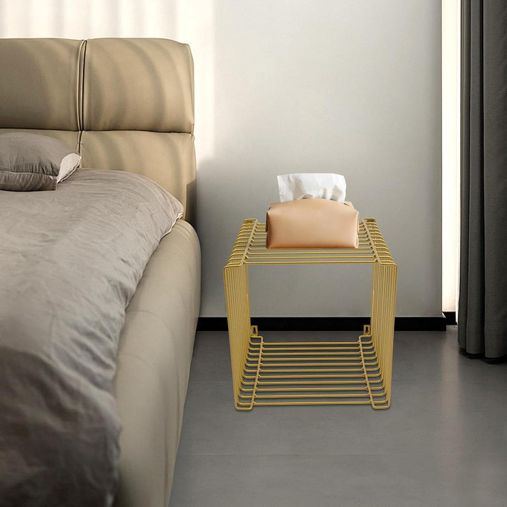Retro Side Table, Industrial Night Stand, Wire Cube Storage Rack, Coffee Tabl...