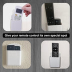 4Pcs Remote Holder Wall Mount, AC TV Remote Control Holder, Self Adhesive & Screws Remote Wall Holder, Wall Mount Box Remote Organizer for Home Office Storage (White)