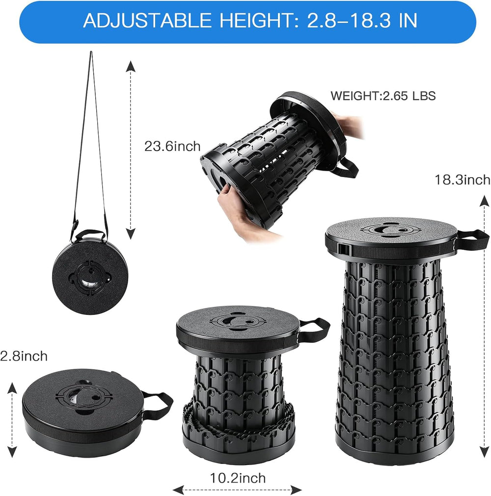 800 lb Portable Collapsible Travel Stool for Adults-Black + Stool