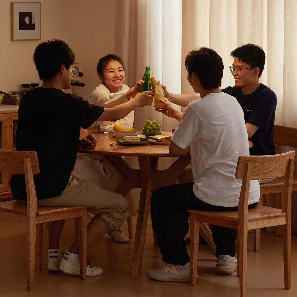 YESWOOD 43.3’’ Solid Wood Round Dining Table for 4, Oak Rustic Kitchen Table ...