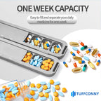 Weekly Pill Organizer - Travel Medicine Organizer, Pill Boxes and Organizer 2 Times a Day, 7 Day Pretty Pill Case, Pill Holder for Vitamins, Medicines and Tablets (Elegant Gray)