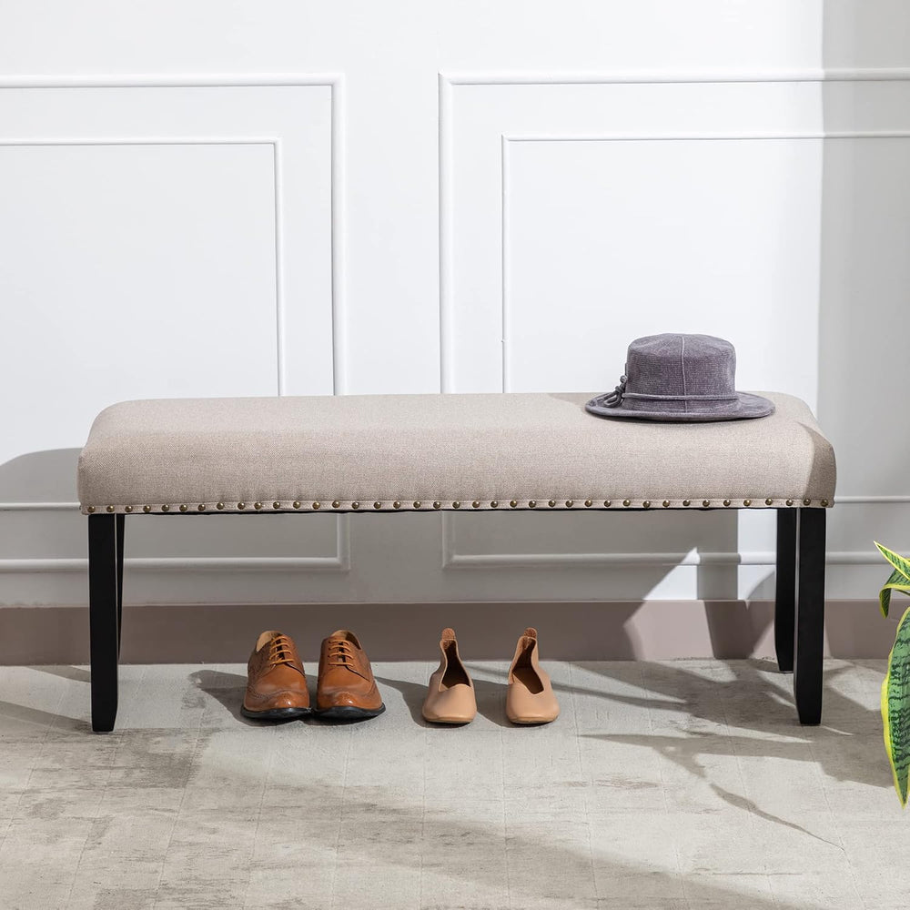 DUHOME Upholstered Entryway Bench, Fabric Bedroom Bench Ottoman Bench End of ...
