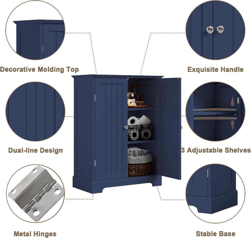 ChooChoo Bathroom Floor Cabinet with 2 Doors and Adjustable Shelves