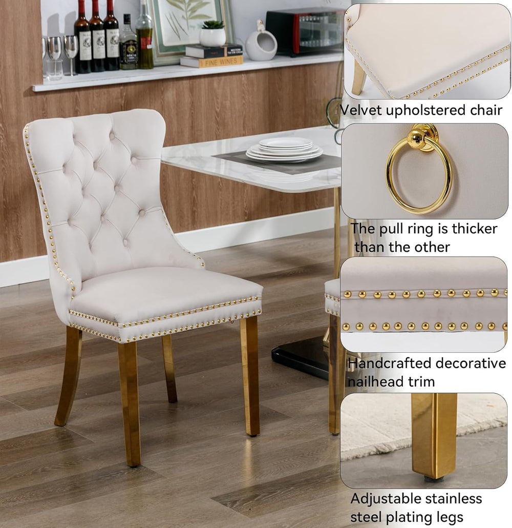 60" Modern Gold Glass Dining Room Table Set for 6, 7-Piece Rectangle Kit...